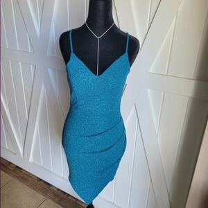 Windsor Teal Shimmer Bodycon Mini Dress